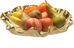 Fruitschaal Goud Rond Kunststof 33 Cm - Decoratieve Schalen Voor Groente En Fruit