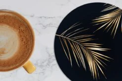 Onderzetters Voor Glazen - Goud Print - Zwart - Rond - Planten - Onderleggers Voor Glazen - 10x10 Cm - 6 Stuks -Bormioli Rocco winkel 1200x800 19