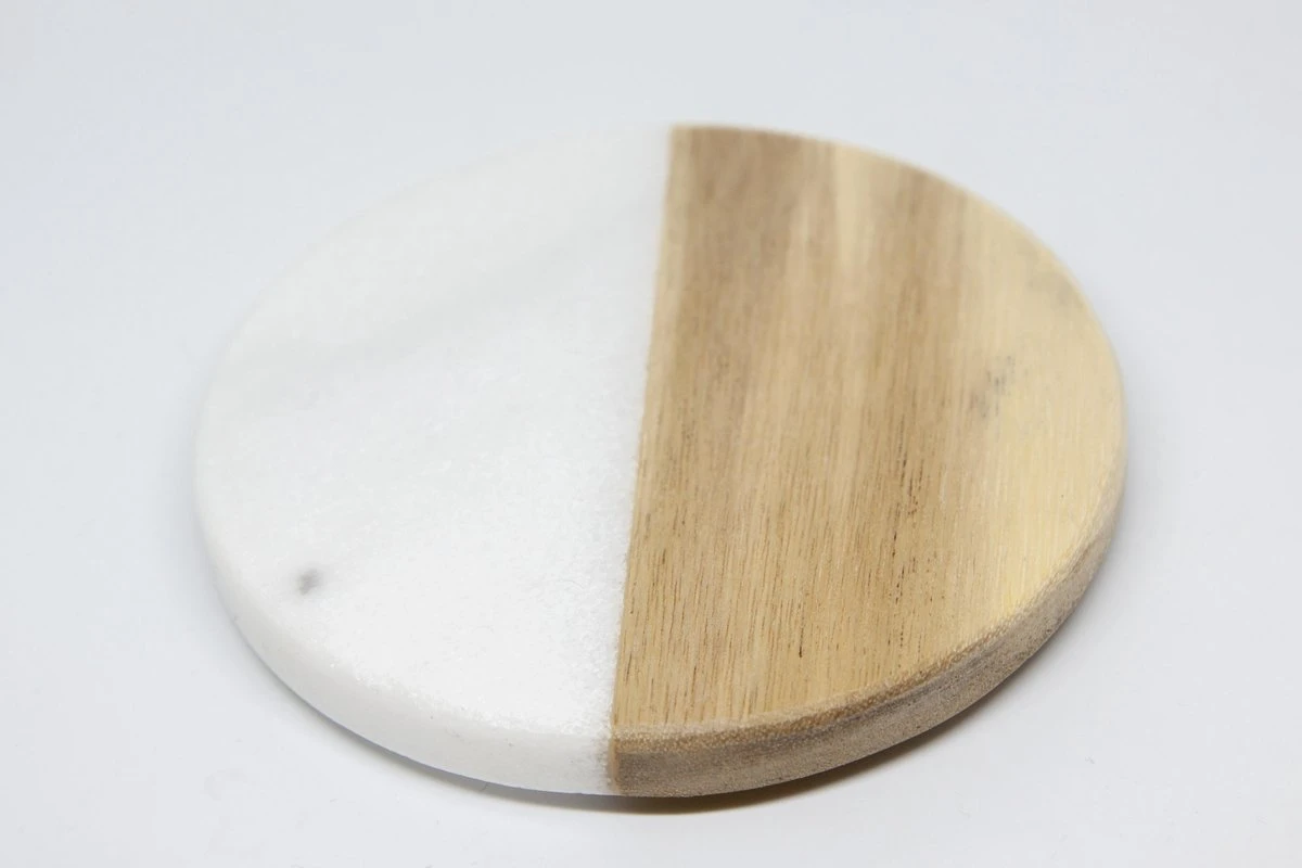 Onderzetter Rond Julia - Hout / Marmer | Onderzetter Voor Glazen | Set Van 6 5 Onderzetter Rond Julia - Hout / Marmer | Onderzetter Voor Glazen | Set Van 6 - Afbeelding 3