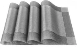 Vitamo™ Duurzame Placemats 4 Stuks - Hittebestendig - Makkelijk Schoon - Fijngeweven PVC - 30 X 45cm - Metallic Grijs -Bormioli Rocco winkel 1200x800 69