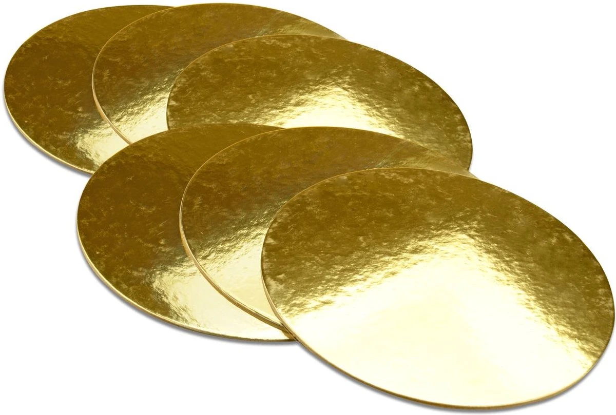 Cake Board Rond 25 Cm Glans Goud 2,5mm 6st 3 Cake Board Rond 25 Cm Glans Goud 2,5mm 6st