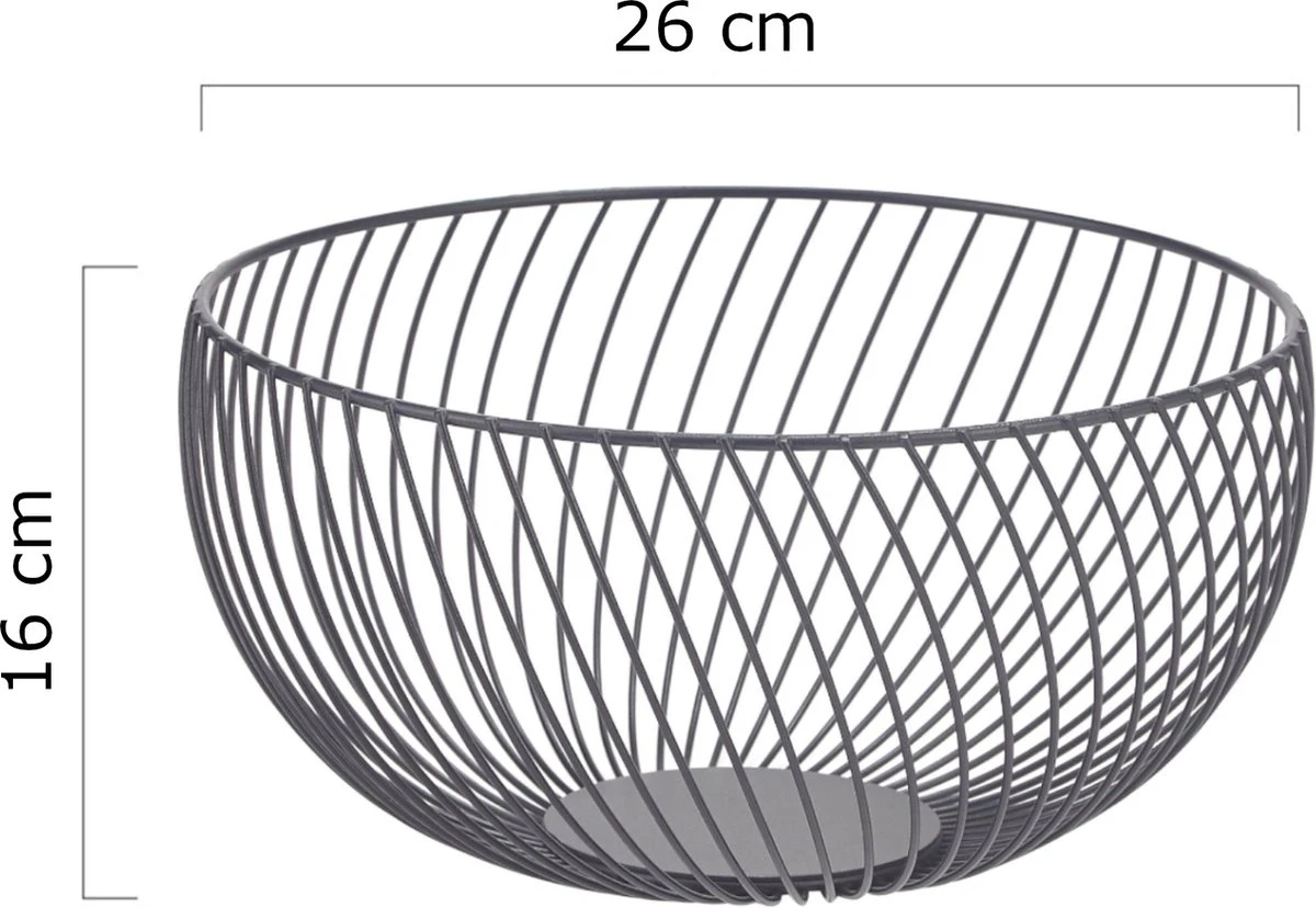 Fruitmand – Fruitschaal – Fruitmand Zwart – ø26cm H 16cm 8 Fruitmand – Fruitschaal – Fruitmand Zwart – ø26cm H 16cm - Afbeelding 6