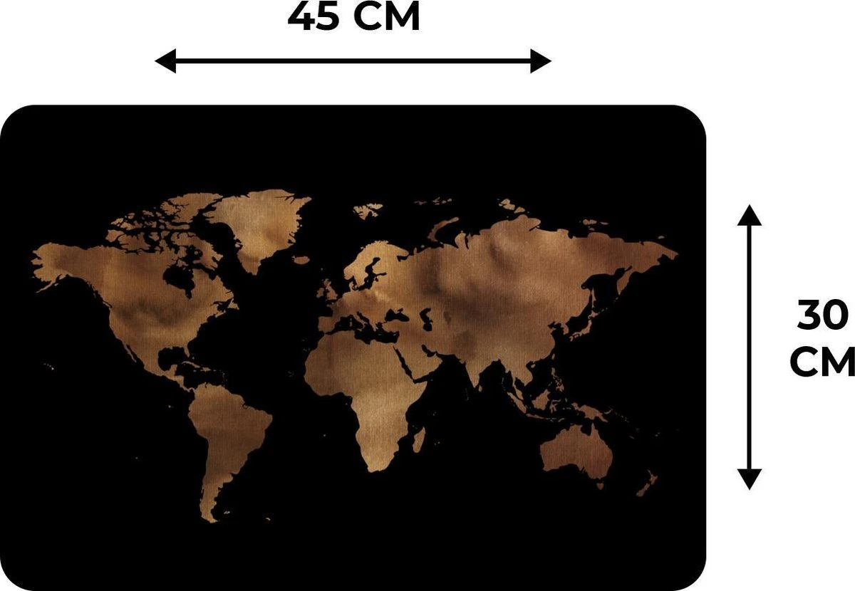 Placemat - Placemats Kunststof - Wereldkaart - Bruin - Zwart - 45x30 Cm - 6 Stuks - Hittebestendig - Anti-Slip - Onderlegger - Afneembaar 6 Placemat - Placemats Kunststof - Wereldkaart - Bruin - Zwart - 45x30 Cm - 6 Stuks - Hittebestendig - Anti-Slip - Onderlegger - Afneembaar - Afbeelding 4