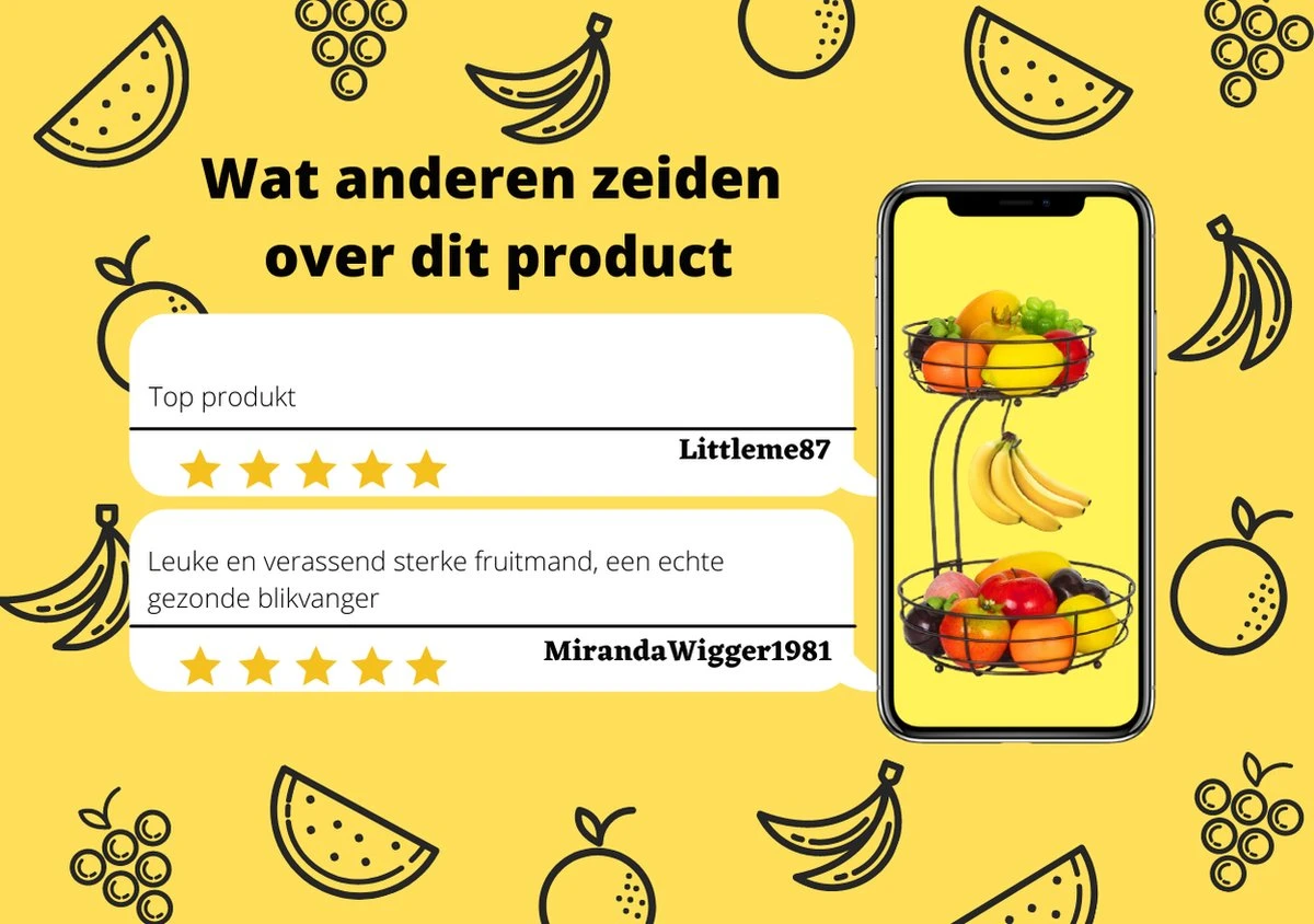 Tranic Fruitschaal - Fruitmand - Zwart Metaal - Etagere - Keuken Organizer 11 Tranic Fruitschaal - Fruitmand - Zwart Metaal - Etagere - Keuken Organizer - Afbeelding 9