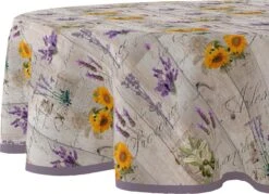 Merkloos Tafelzeil Rond Lavendel/Zonnebloem - 160cm