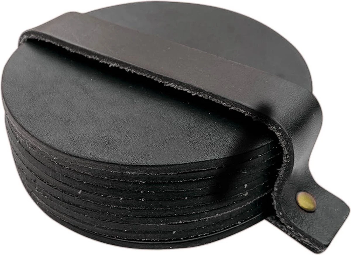 Brute Strength - Onderzetters Voor Glazen - Leer - Zwart - Rond - 10 Stuks 3 Brute Strength - Onderzetters Voor Glazen - Leer - Zwart - Rond - 10 Stuks