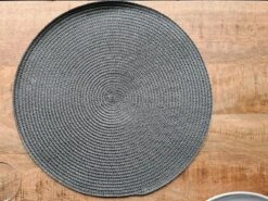 Merkloos Placemats - Rond - 38 Cm - 4 Stuks - Onderlegger - Hitte Bestendig - Donker Grijs - Luxe Uitstraling -Bormioli Rocco winkel 1200x899 7