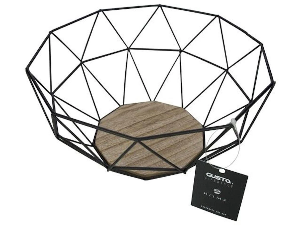 Gusta Fruitmand - Metaal - Hout - 26x25x12 Cm 5 Gusta Fruitmand - Metaal - Hout - 26x25x12 Cm - Afbeelding 3