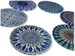 Onderzetters - Set Van 6 - Rond - Onderzetters Voor Glazen - Bohemian - Oosterse - Mandala Design - Coasters - Moederdag Cadeau -Bormioli Rocco winkel 1200x902