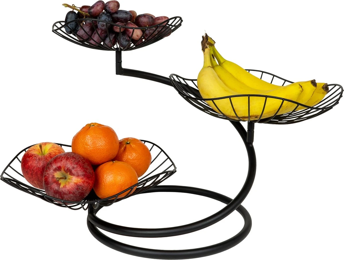 QUVIO Fruitschaal Etagère Drielaags - Fruitmand - Fruitschaal Zwart - Serveerschaal - Schalen - Presenteerbladen - Draadstaal - Staal - 26 X 50 X 33 Cm (lxbxh) - Zwart 3 QUVIO Fruitschaal Etagère Drielaags - Fruitmand - Fruitschaal Zwart - Serveerschaal - Schalen - Presenteerbladen - Draadstaal - Staal - 26 X 50 X 33 Cm (lxbxh) - Zwart