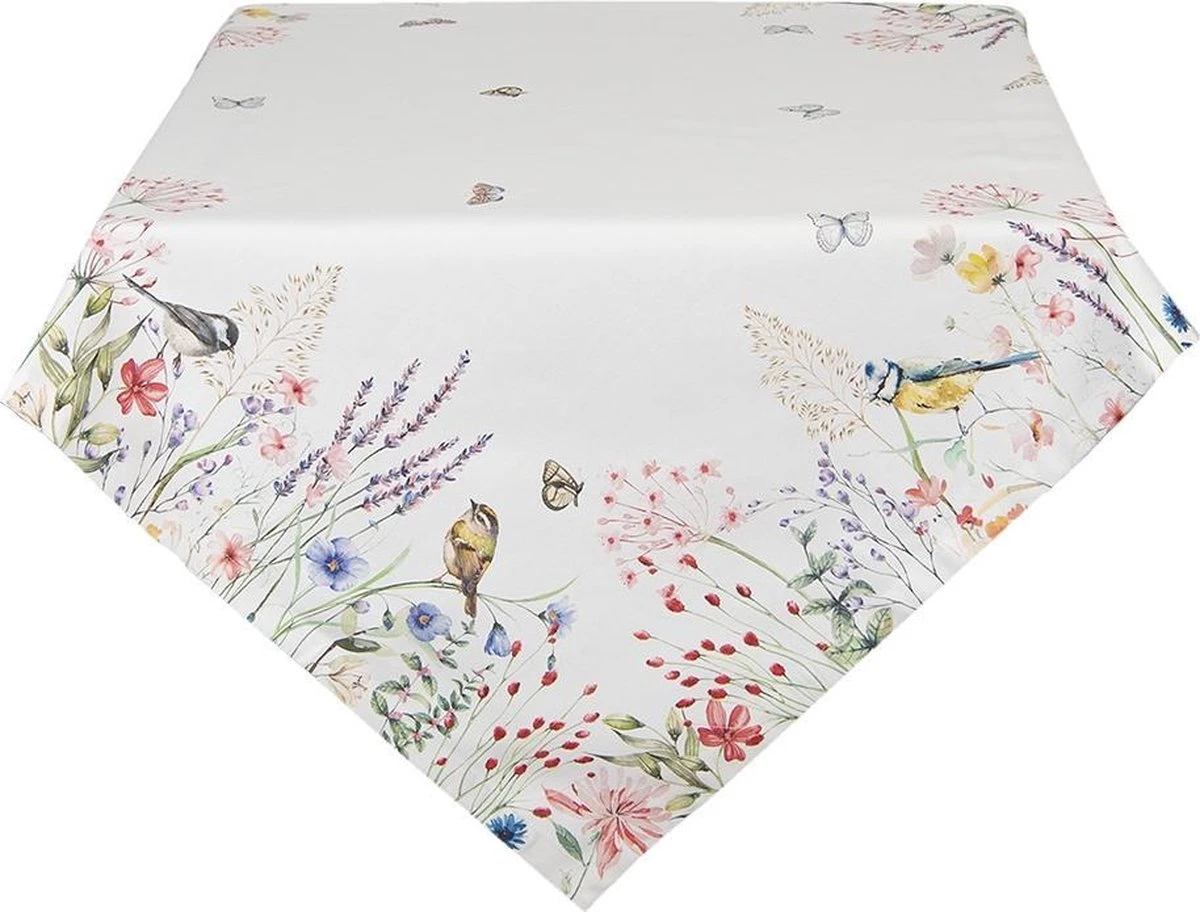 Clayre & Eef Tafelkleed 100x100 Cm Wit Groen Katoen Vierkant Bloemen Tafellaken Tafellinnen Tafeltextiel 3 Clayre & Eef Tafelkleed 100x100 Cm Wit Groen Katoen Vierkant Bloemen Tafellaken Tafellinnen Tafeltextiel