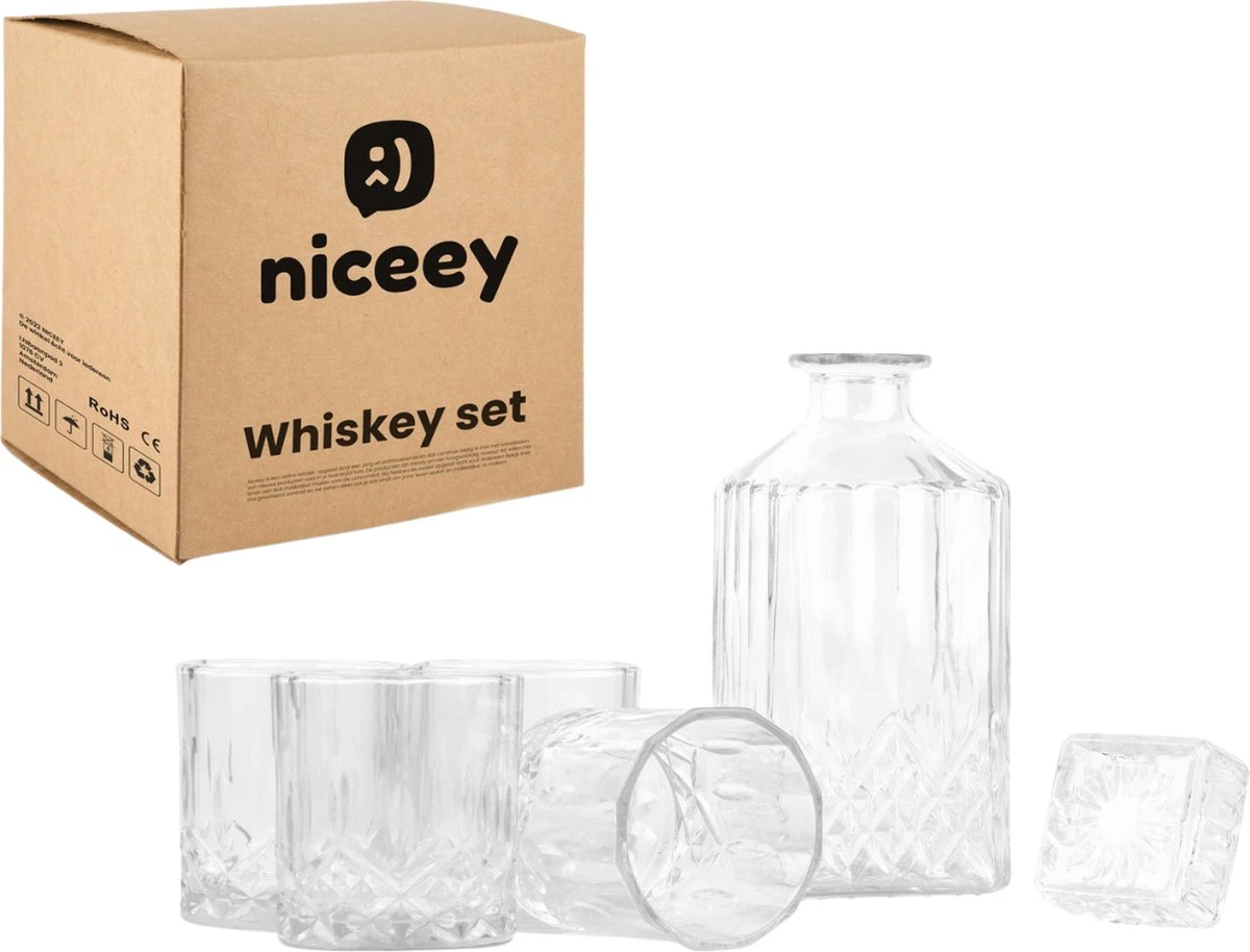 Niceey Whiskey Set - Whiskey Glazen - Whiskey Karaf - 4 Glazen Met Karaf - 5 Delig 10 Niceey Whiskey Set - Whiskey Glazen - Whiskey Karaf - 4 Glazen Met Karaf - 5 Delig - Afbeelding 8