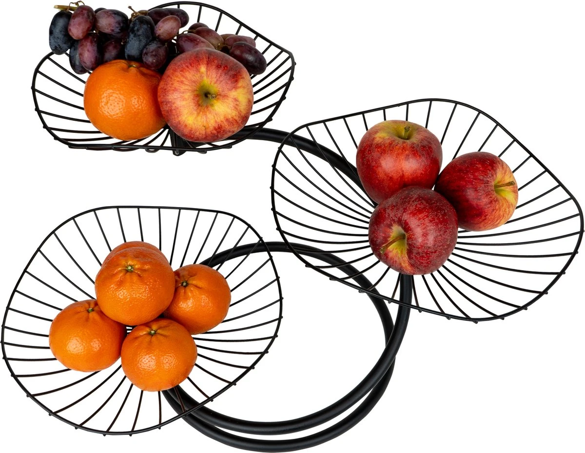 QUVIO Fruitschaal Etagère Drielaags - Fruitmand - Fruitschaal Zwart - Serveerschaal - Schalen - Presenteerbladen - Draadstaal - Staal - 26 X 50 X 33 Cm (lxbxh) - Zwart 4 QUVIO Fruitschaal Etagère Drielaags - Fruitmand - Fruitschaal Zwart - Serveerschaal - Schalen - Presenteerbladen - Draadstaal - Staal - 26 X 50 X 33 Cm (lxbxh) - Zwart - Afbeelding 2