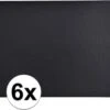 Merkloos 6x Placemats Van Zwart Leer 43 X 30 Cm