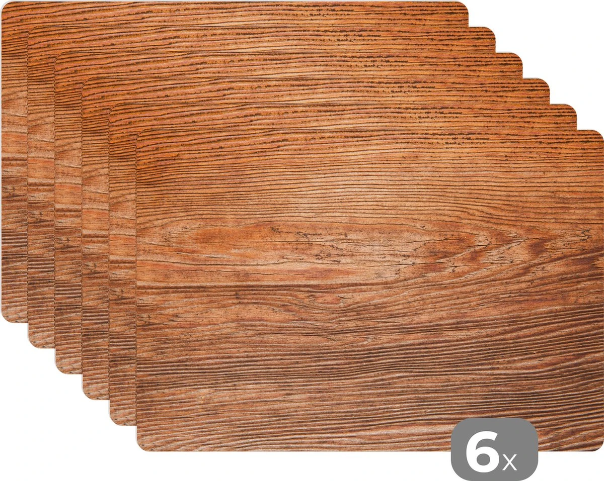 Placemat - Placemats Kunststof - De Hout Structuur Van Een Plank - 45x30 Cm - 6 Stuks - Hittebestendig - Anti-Slip - Onderlegger - Afneembaar 3 Placemat - Placemats Kunststof - De Hout Structuur Van Een Plank - 45x30 Cm - 6 Stuks - Hittebestendig - Anti-Slip - Onderlegger - Afneembaar