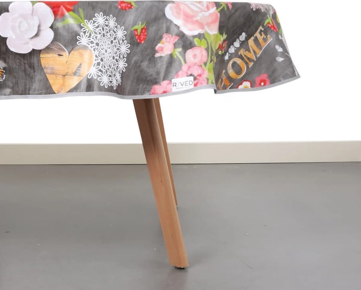 Raved Rond Tafelzeil - Zwarte Bloemen 160 Cm ø - PVC - Afwasbaar 4 Raved Rond Tafelzeil - Zwarte Bloemen 160 Cm ø - PVC - Afwasbaar - Afbeelding 2