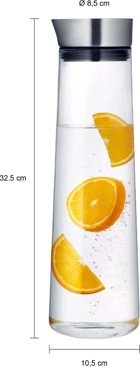 Krumble Karaf Van Glas - Waterkan - Met Deksel - 10,5 X 33 Cm (dxh) - 1,5 Liter - Glas En RVS 9 Krumble Karaf Van Glas - Waterkan - Met Deksel - 10,5 X 33 Cm (dxh) - 1,5 Liter - Glas En RVS - Afbeelding 7