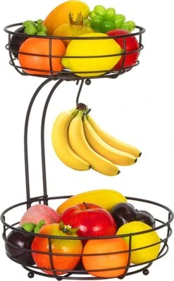 Tranic Fruitschaal - Fruitmand - Zwart Metaal - Etagere - Keuken Organizer