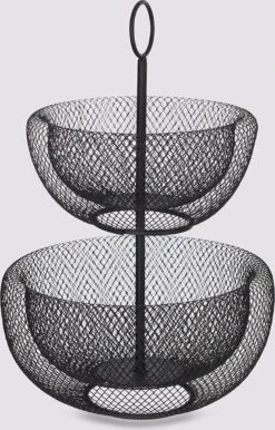 Dubbele Etagere Fruitschaal/fruitmand Rond Zwart Metaal 30 X 43 Cm - Fruitschalen/fruitmanden - Draadmand Van Metaal 10 Dubbele Etagere Fruitschaal/fruitmand Rond Zwart Metaal 30 X 43 Cm - Fruitschalen/fruitmanden - Draadmand Van Metaal -Bormioli Rocco winkel 767x1200