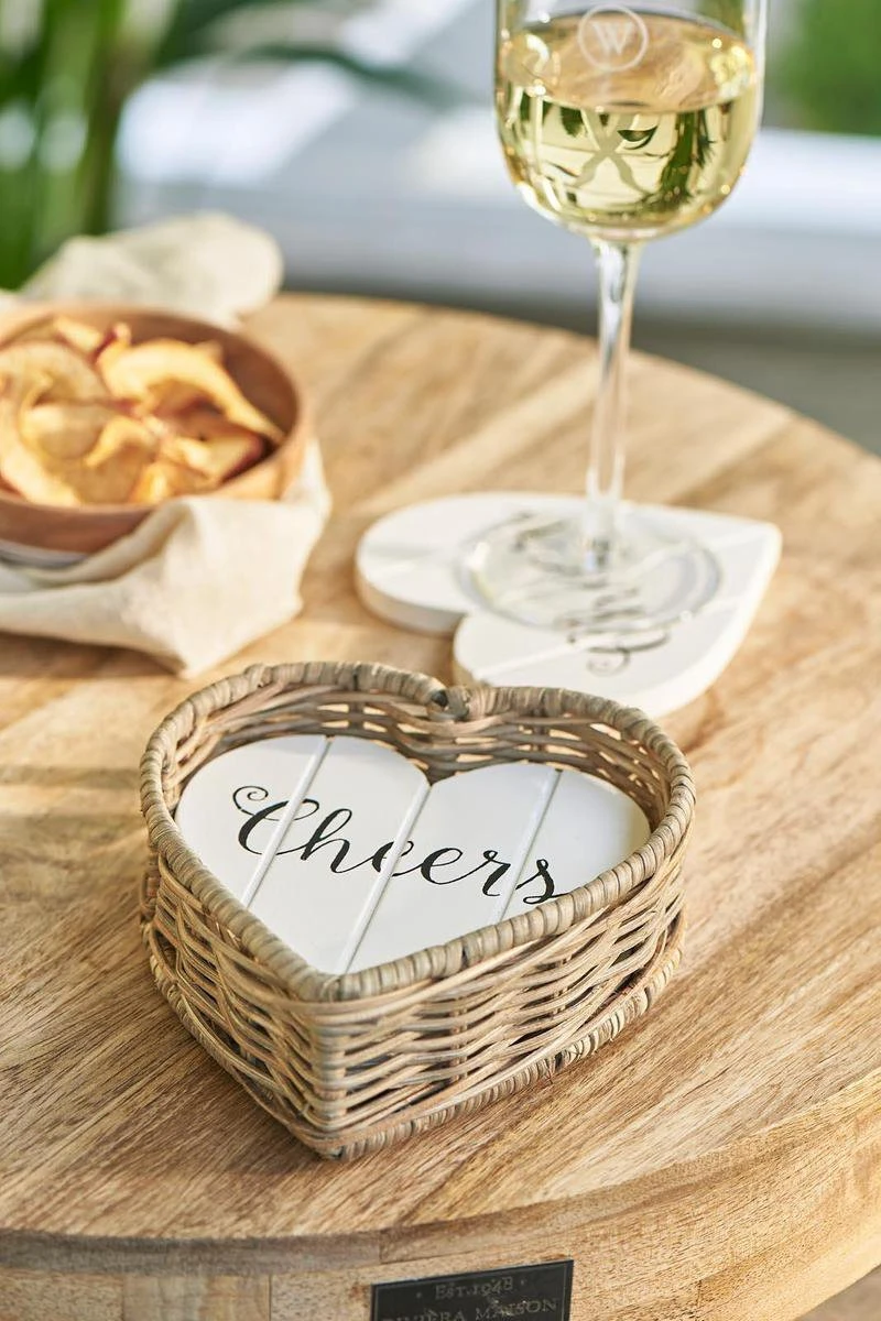 Riviera Maison Onderzetters Voor Glazen - Rustic Rattan Heart Coasters - Bruin 7 Riviera Maison Onderzetters Voor Glazen - Rustic Rattan Heart Coasters - Bruin - Afbeelding 5