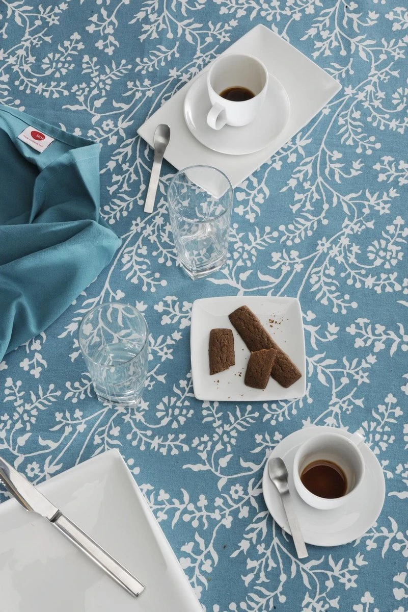 TINT TAFELLAKEN 150X250 CM PRINTED FLOWERS AQUA 4 TINT TAFELLAKEN 150X250 CM PRINTED FLOWERS AQUA - Afbeelding 2