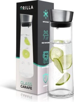Grilla Karaf - 1000 Ml - Waterkan Met Deksel En Filter - Schenkkan - Waterkaraf
