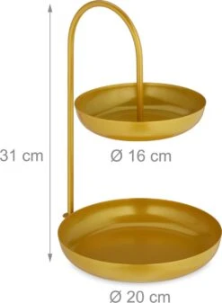 Relaxdays Fruitschaal Etagère 2 Laags - Dubbele Fruitmand Goud - Rond - Keuken - Metaal -Bormioli Rocco winkel 879x1200