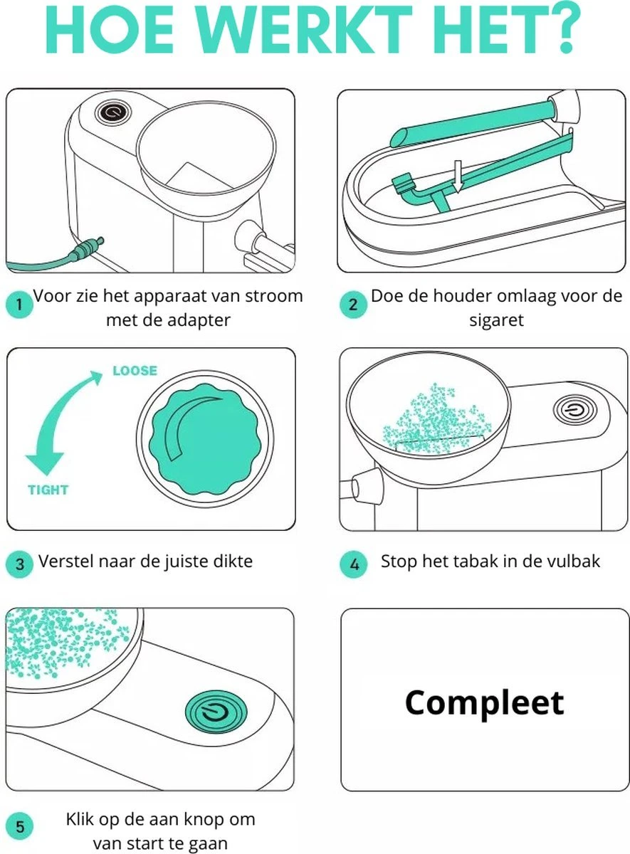 Light Up® Elektrische Sigarettenmaker Zwart - Sigarettenmakers - Electrische Sigarettenmachine - Automatische Sigaretten Maker - Electrische Sigarettenvuller 5 Light Up® Elektrische Sigarettenmaker Zwart - Sigarettenmakers - Electrische Sigarettenmachine - Automatische Sigaretten Maker - Electrische Sigarettenvuller - Afbeelding 3