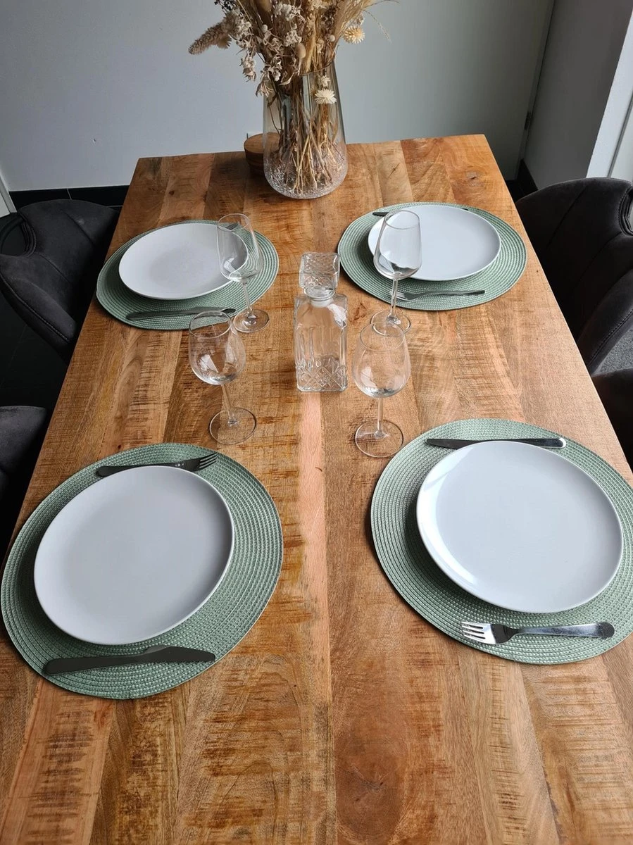 Merkloos Placemats ROND - Placemat - 4 STUKS - Rond - 38 Cm - Luxe - Onderlegger - Mint Groen 8 Merkloos Placemats ROND - Placemat - 4 STUKS - Rond - 38 Cm - Luxe - Onderlegger - Mint Groen - Afbeelding 6