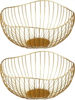 Metalen Fruitmand/fruitschaal Goud Rond 25 X 12 Cm - Fruitschalen/fruitmanden - Draadmand -Bormioli Rocco winkel 901x1200