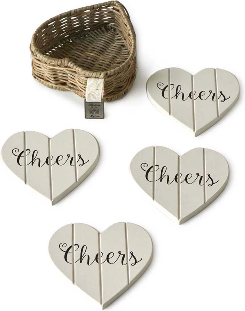 Riviera Maison Onderzetters Voor Glazen - Rustic Rattan Heart Coasters - Bruin 3 Riviera Maison Onderzetters Voor Glazen - Rustic Rattan Heart Coasters - Bruin