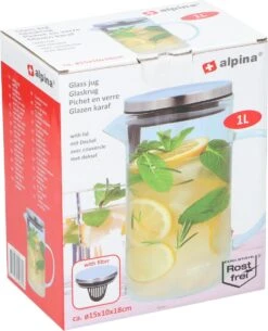 Alpina Karaf Met Deksel 1 Liter Glas/rvs Transparant/zilver 10 Alpina Karaf Met Deksel 1 Liter Glas/rvs Transparant/zilver -Bormioli Rocco winkel 972x1200